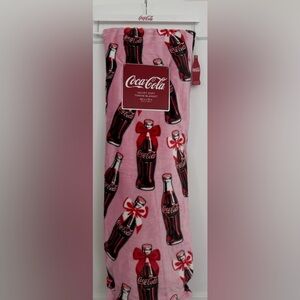 Coca Cola Vintage Coke Bottle Red Bow Plush Blanket New With Tags
